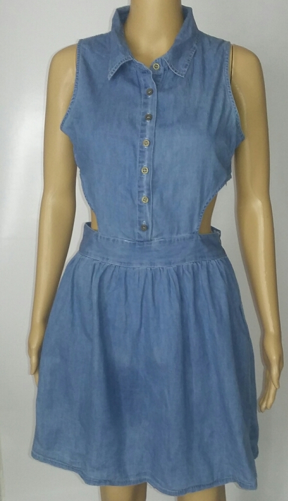 cotton jean dress with sides cut out